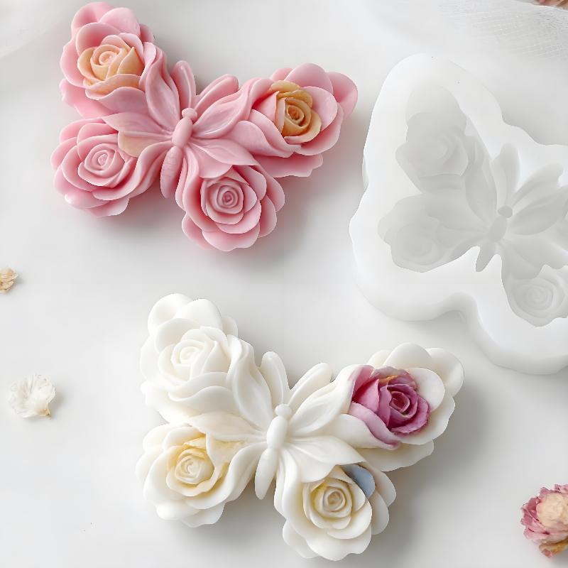 Candle Making Accessories - Силиконовая форма DIY «Роза и бабочка»